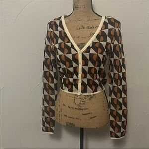 & Other Stories Cardigan MCM Mod Print Geo Cutesie Demure